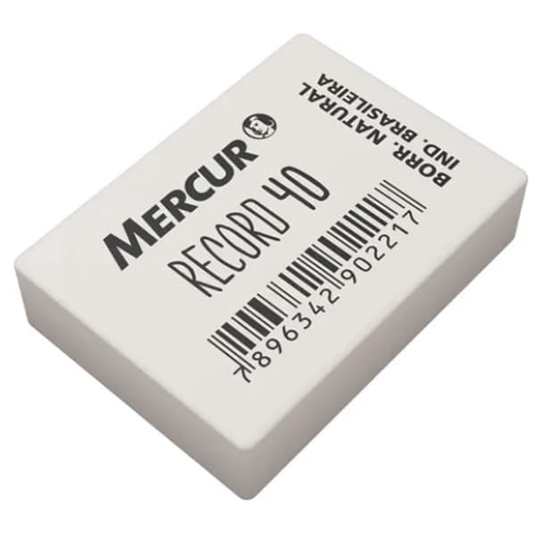 Borracha Escolar Branca Mercur Record 40 (Unidade)