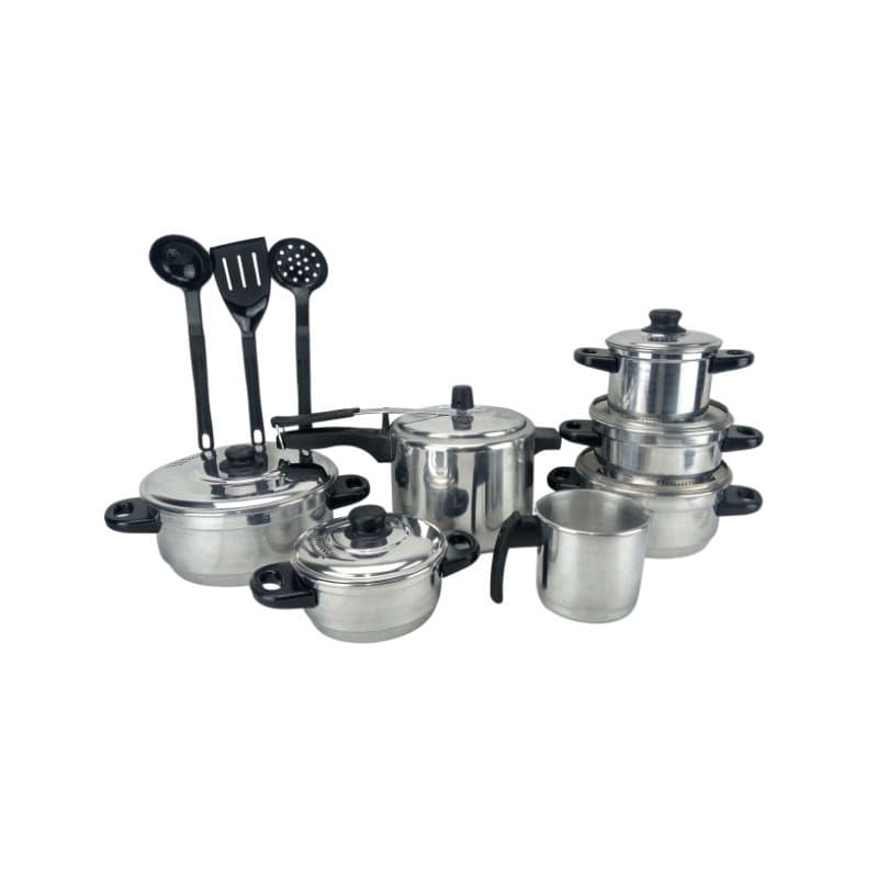 jogo de panela + panela de pressão 4.5L + talheres polido