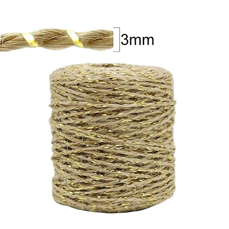 Fio de Juta com Lurex Ouro / Prata - 70 Metros