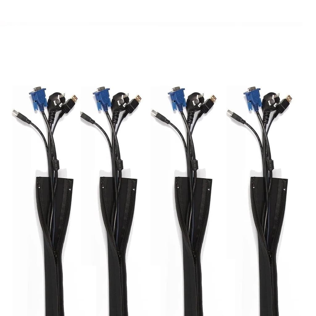 Capa Organizadora de Fios e Cabos em Ziper 50cm Flexivel Com Preto