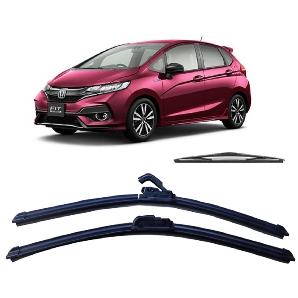 Kit 3 Palhetas Limpadador De Parabrisa Dianteiro + Traseiro Honda Fit ano 2015 2016 2017