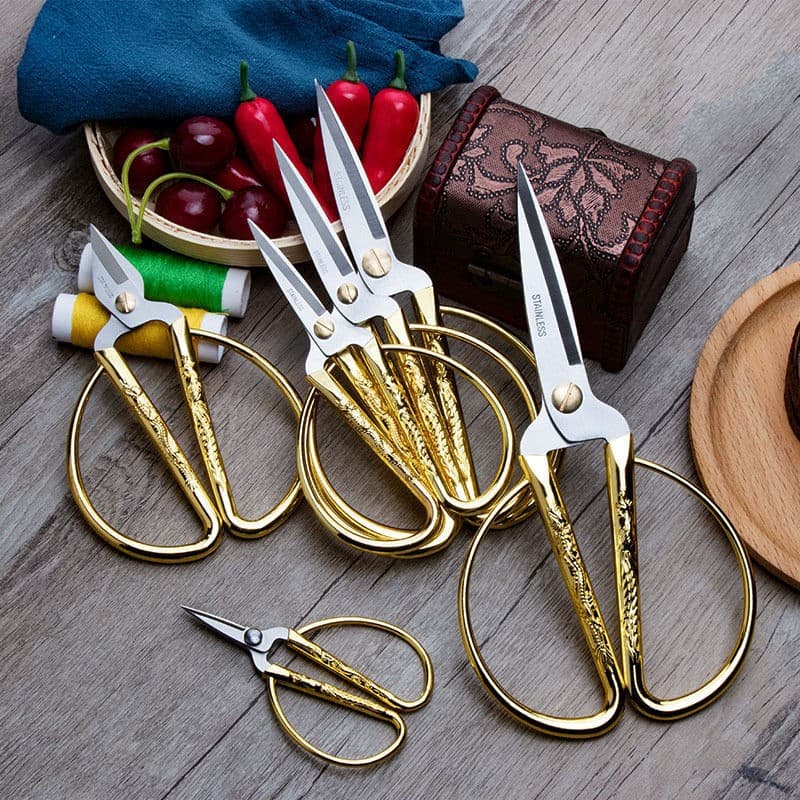 Tesoura dourada em ziguezague de alta durabilidade em aço vintage alfaiate para artesanato doméstico para tecido tesouras bordados tesouras de costura