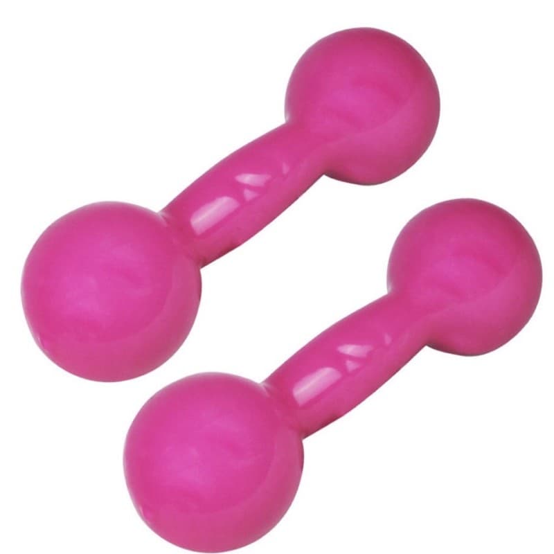 Par Halter emborrachado 2kg Rosa Treino em Casa