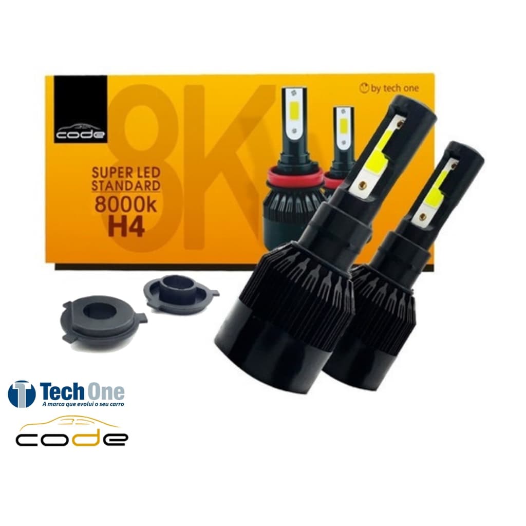 Kit Super Led Tech One Code 8000k 12v H1 H3 H4 H7 H8 H11 Hb4