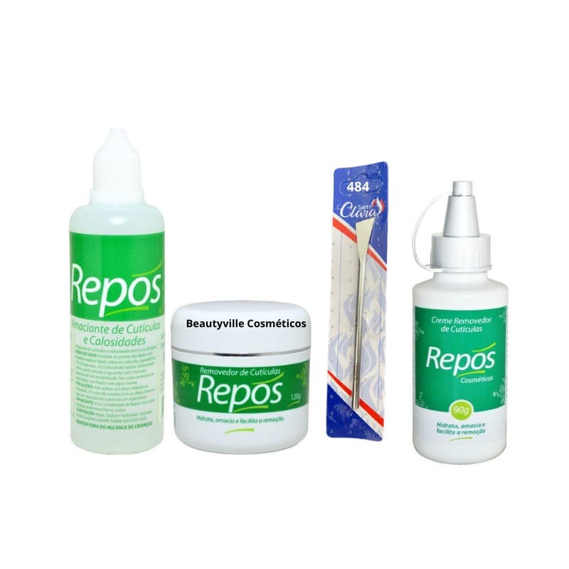 Amolecedor Cutículas Calosidades 150ml + Espatula 484 + Creme Repos 120gr + Creme Removedor 90gr