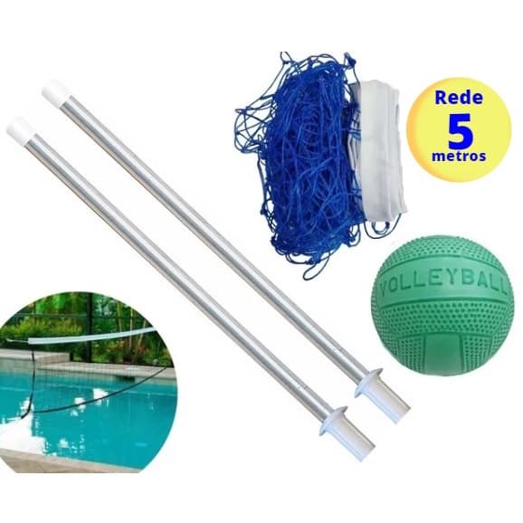 Kit Biribol Volei Para Piscina Com Rede 5 metros