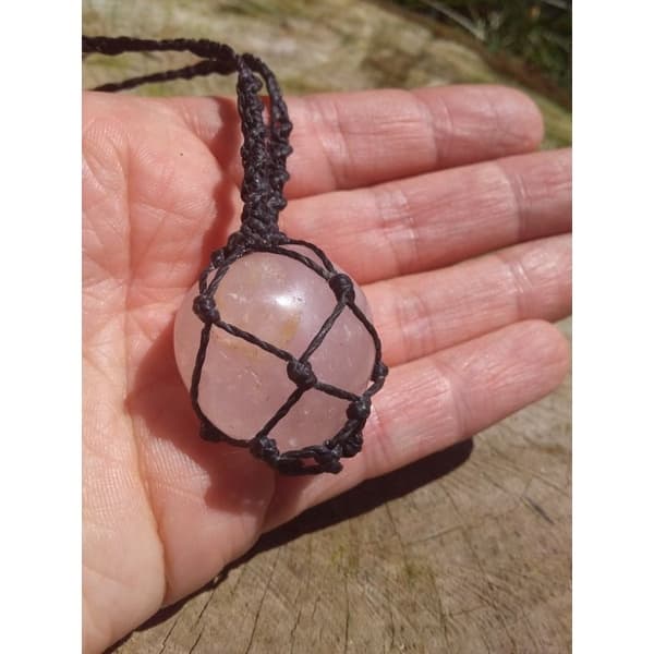 Colar Quartzo Rosa Natural Pedra do Amor e do Chakra do Coração