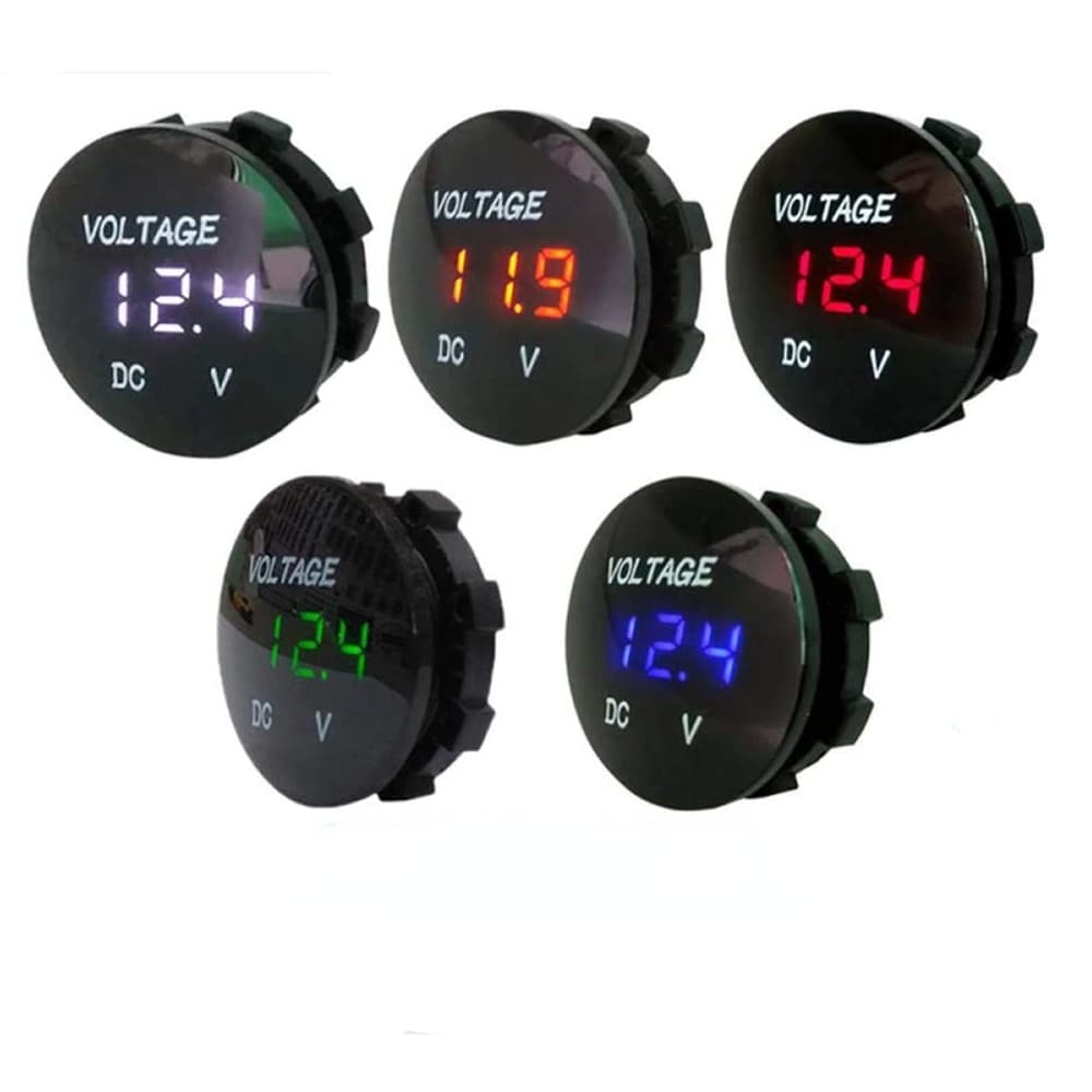 Mini Voltímetro Digital Redondo DC12V-24V Com Visor De Monitor LED