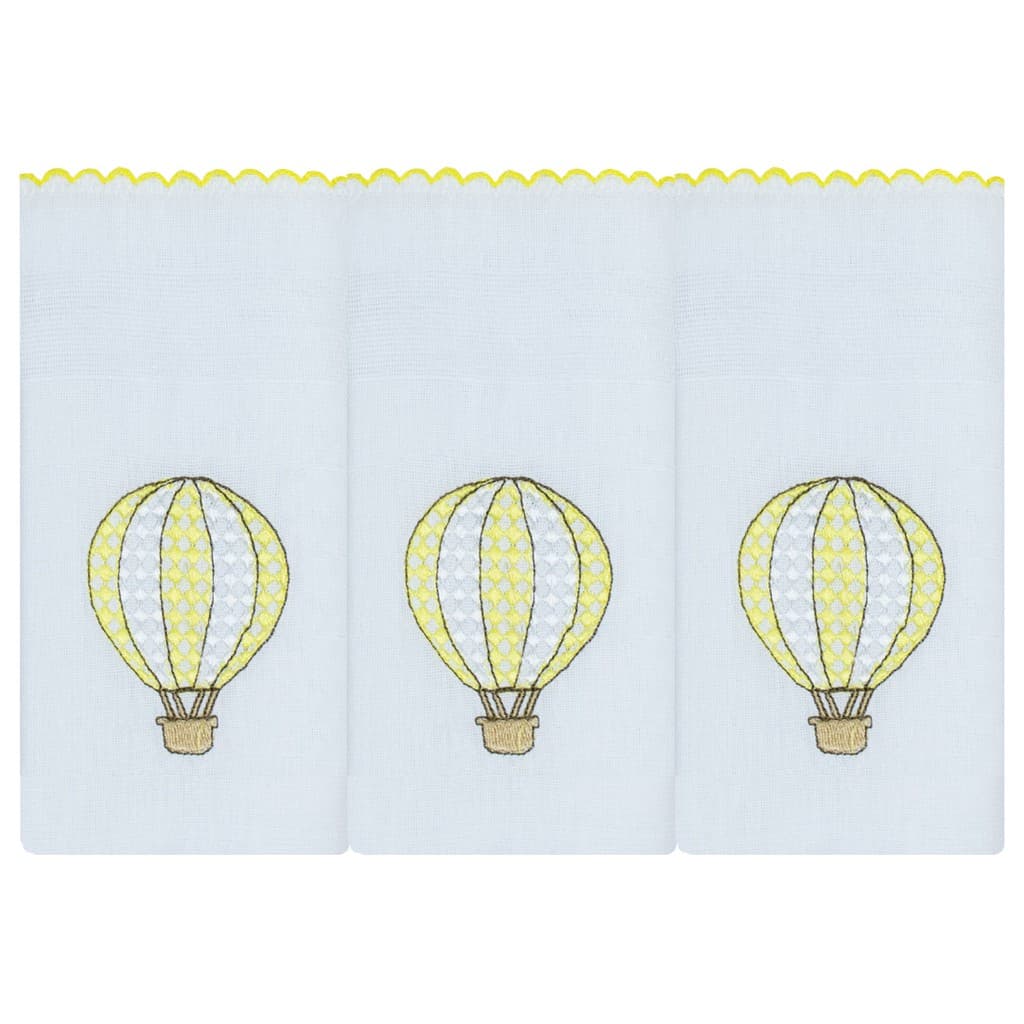 Kit de 3 Fraldas de Ombro Balão Amarelo Tecido Toalha Fralda Dupla 100% Algodão