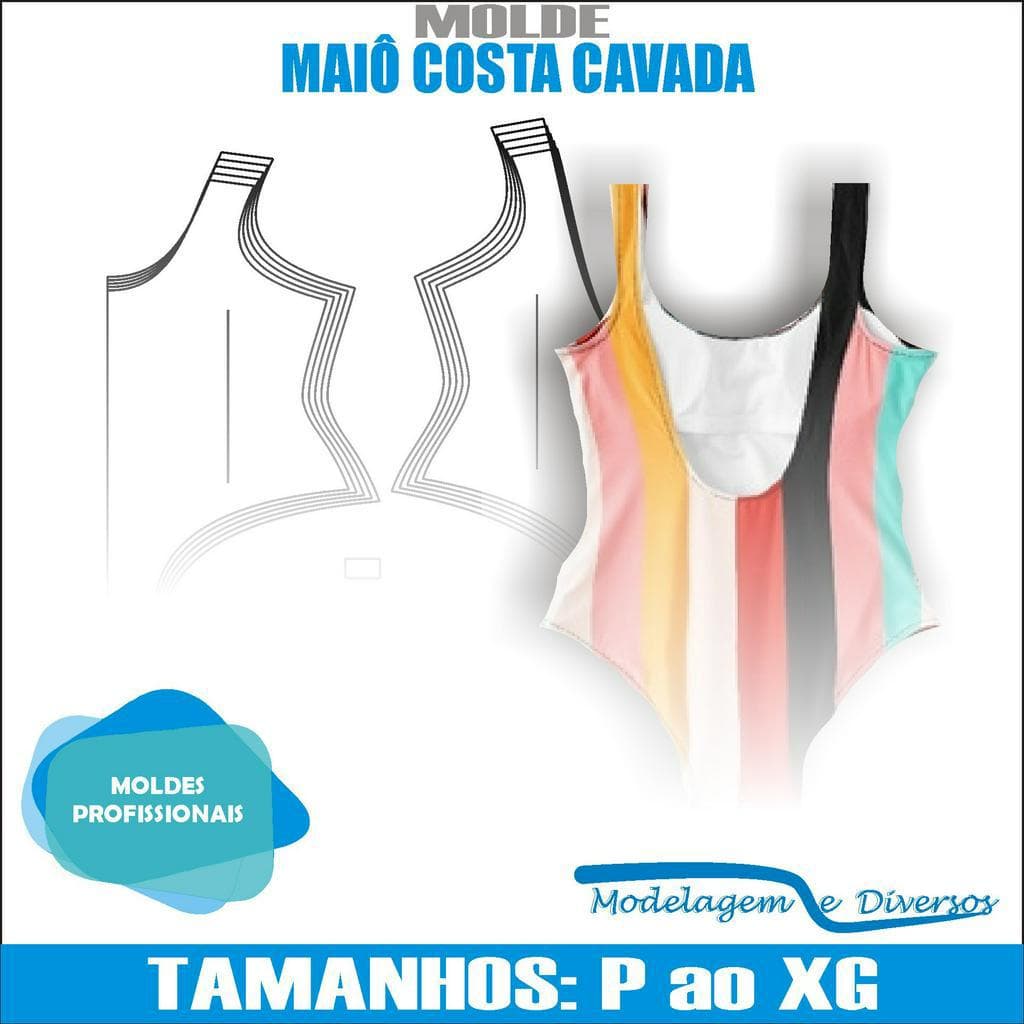 Molde Maiô Costa Cavada, Modelagem&Diversos, Tamanhos P Ao Xg