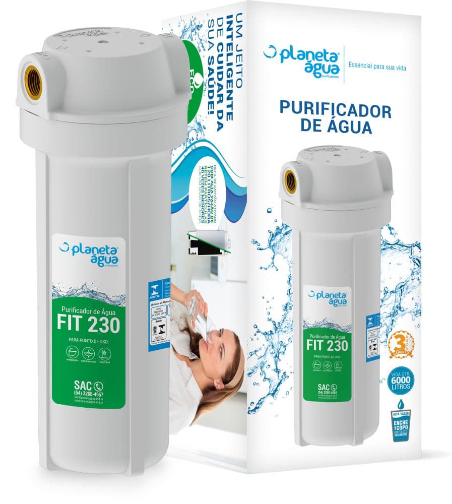 Filtro Purificador de Água FIT230 9.3/4 Branco Rosca 1/2 - Planeta Água - 2006