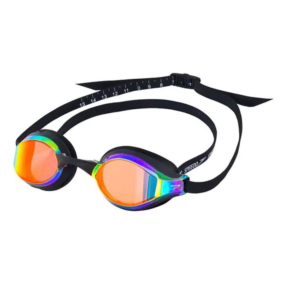 Oculos Natacao Speedo Falcon Preto Revo Red Espelhado Treinamento competicao ante embacante Nadador protecao ajustavel silicone