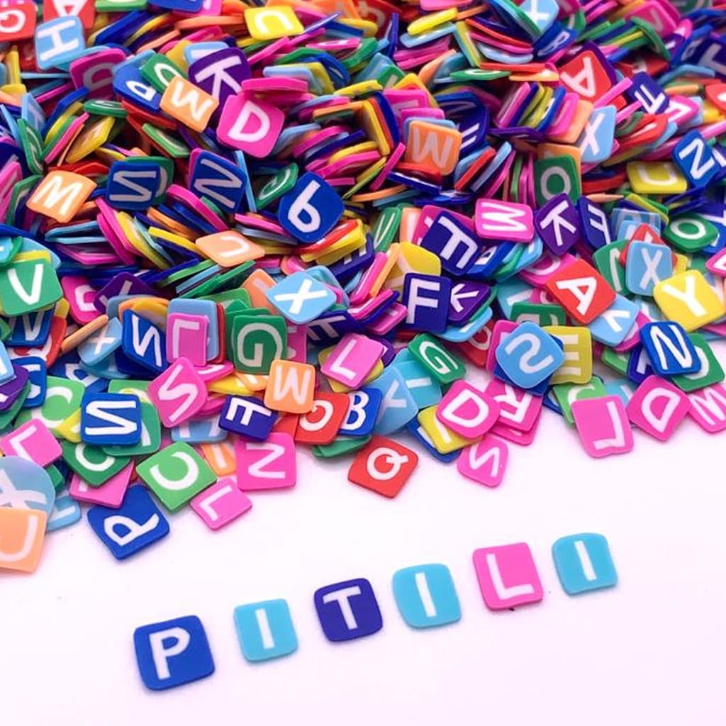 Aplique de Fimo Fatiado Letrinhas Para Laço Artesanato 50g