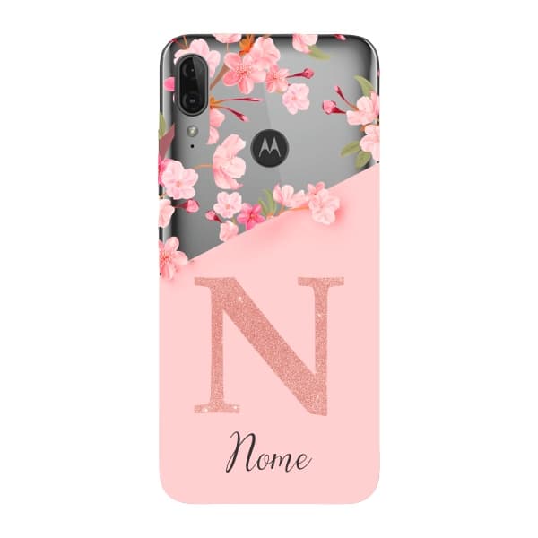 Capinha para Moto E6 Plus Anti Impacto Personalizada   - Delicate Flowers com nome e fundo transparente