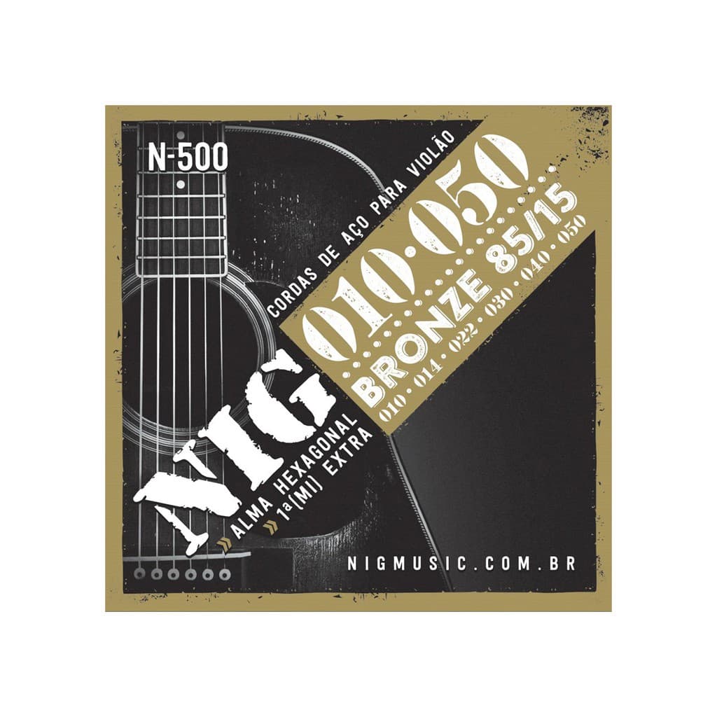 Encordoamento Cordas Nig N500 010-050 Bronze Para Violão Aço.