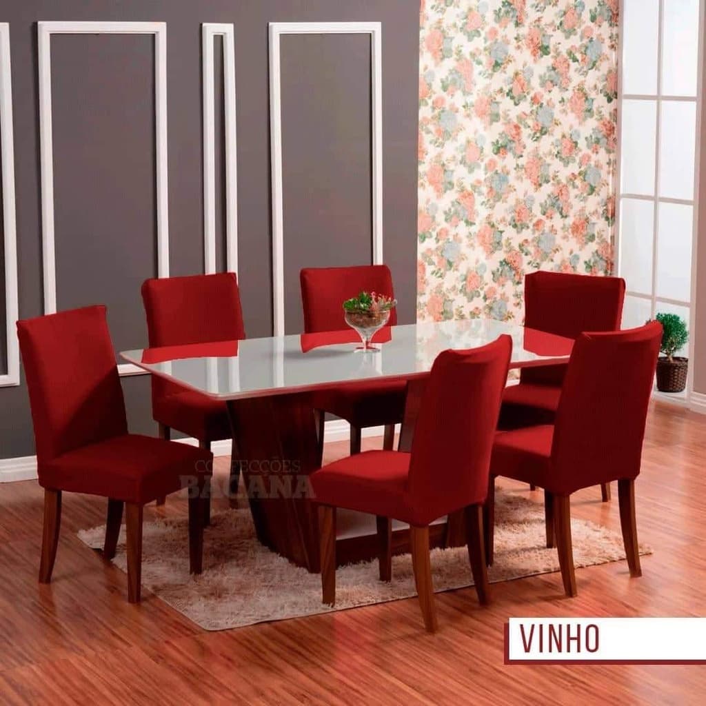 MEGA PROMOÇÃO KIT COM 06 CAPAS DE CADEIRA PARA SALA DE JANTAR -vINHO ENVIO IMEDIATO