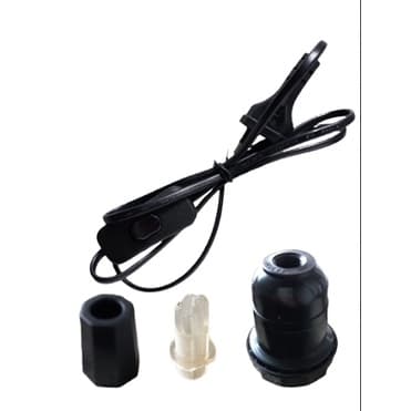 Cabo fio abajur com soquete E27 e acabamentos Preto