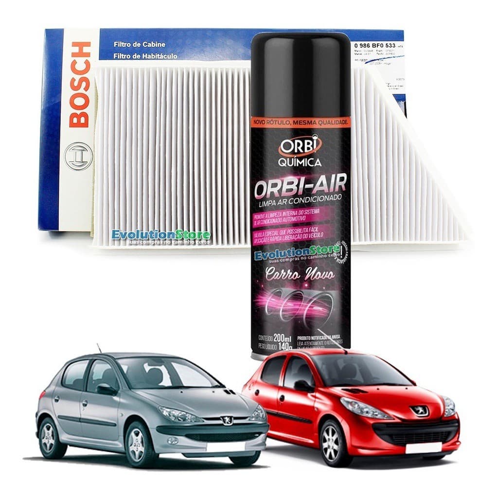 Filtro De Cabine Ar Condicionado Bosch Peugeot 206 207 + Spray Higienizador | 0986BF0533