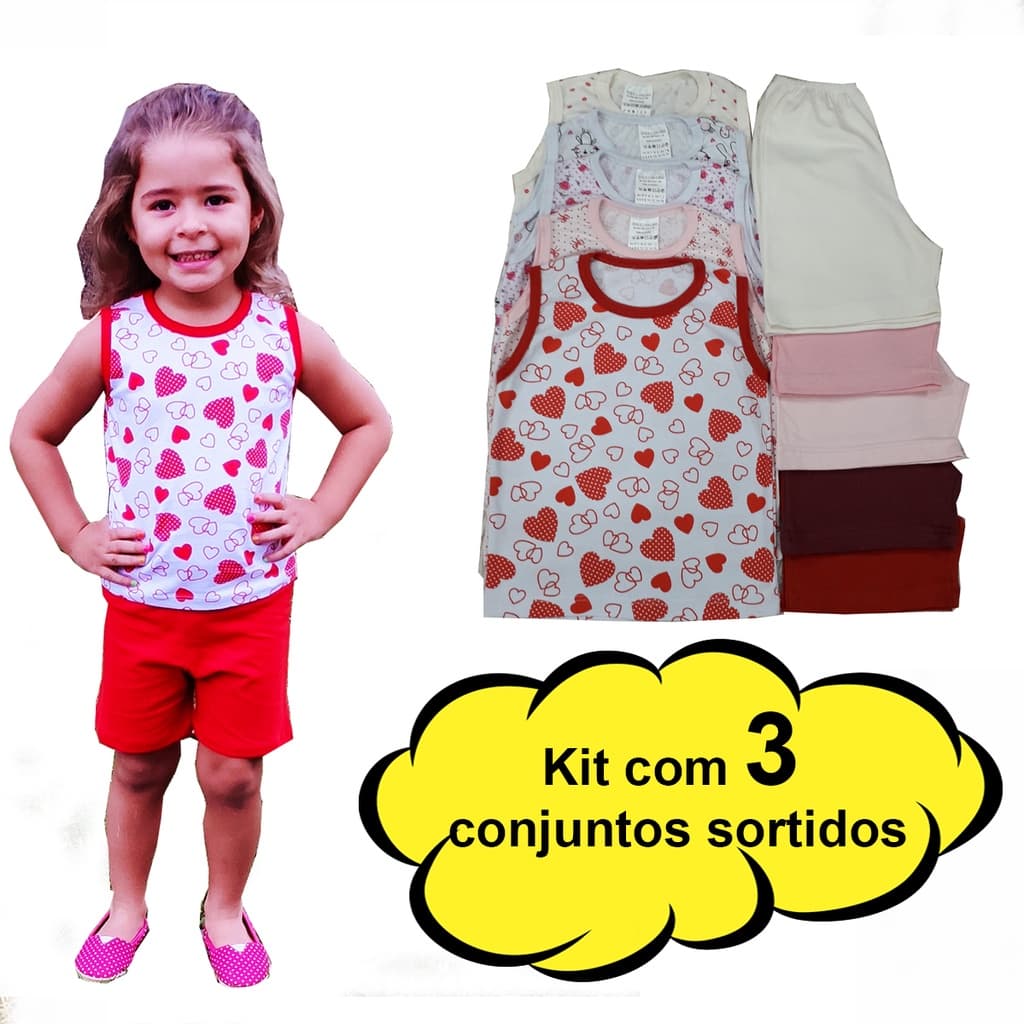 Roupa de Criança 3 Conjunto Regata Short Bebê Menino Menina