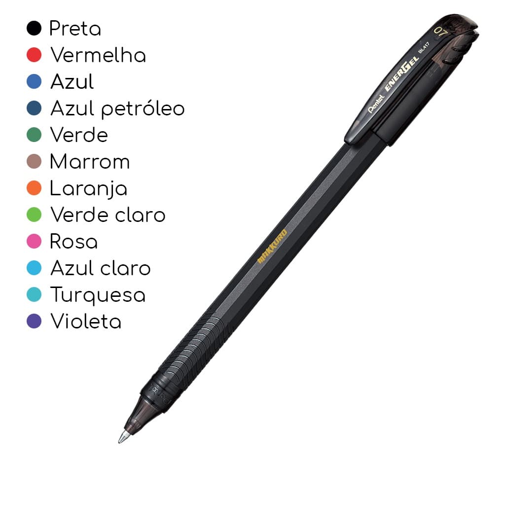 Caneta gel PENTEL Energel Makkuro 0.7mm - UNIDADE