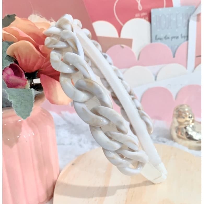 Tiara Elos de Corrente de Resina Plástica Marfim Mesclado Tiara arco