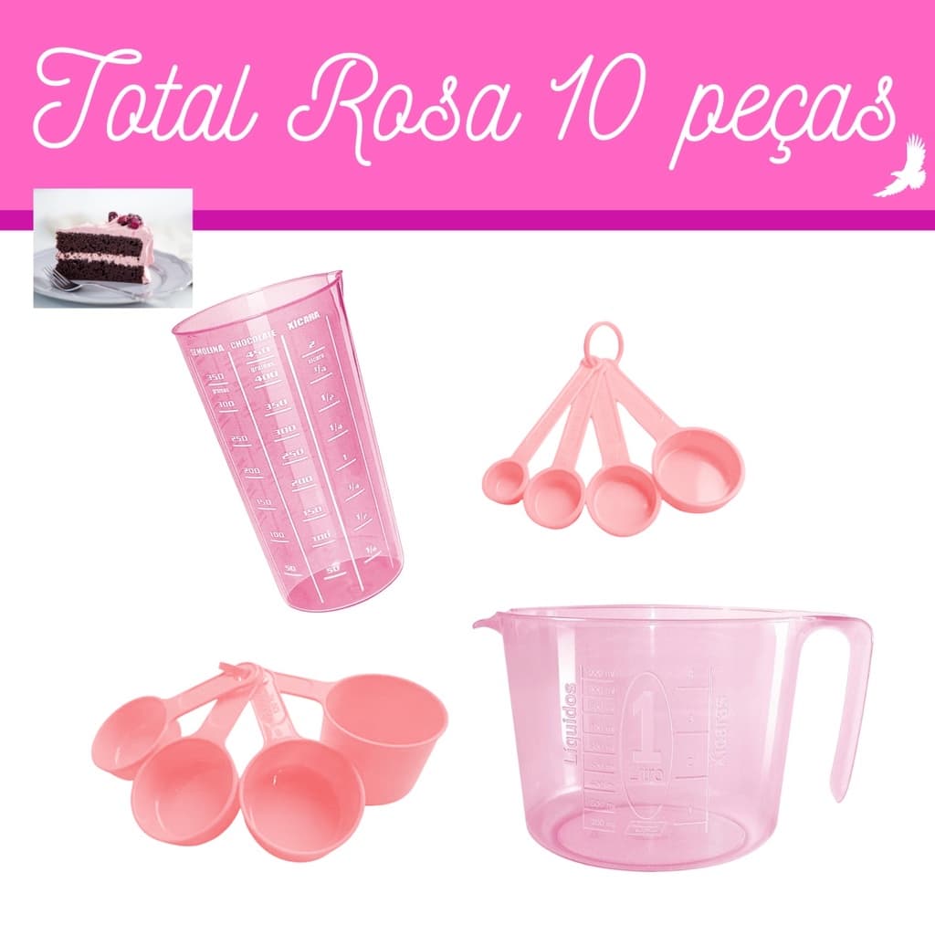 Kit 10 peças total ROSA - Toda praticidade em um conjunto completo para a sua cozinha