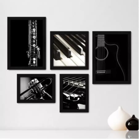 Quadros decorativos 5 peças mosaicos para sua sala ou quarto Música Violão Piano Star = 426
