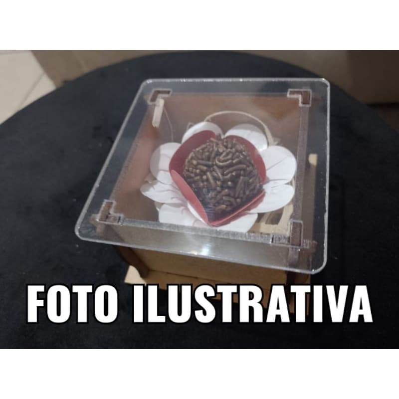 kit com 5 caixinha MDF 7X7X5 Tampa transparente.