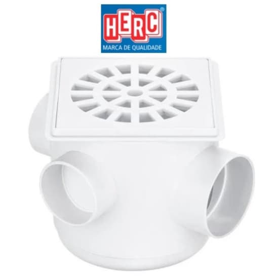 Caixa Ralo Sifonado Quadrado Com Grelha Pvc 10x10x50 ( 100x100x50) / 15x15x50 ( 150x150x50) Herc