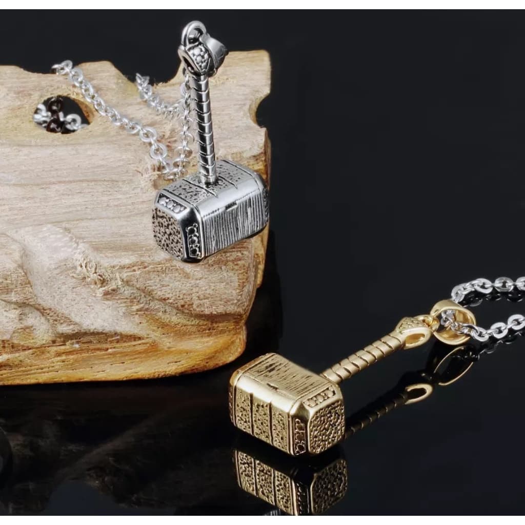 Colar com Pingente Masculino Aço Inox símbolo do Norse viking Martelo de Thor