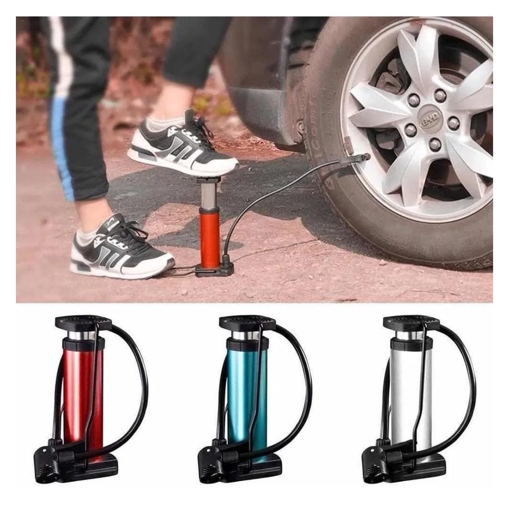 Bomba De Ar Alta Pressão Pedal Manual Bola Bicicleta Moto - Envio Já!