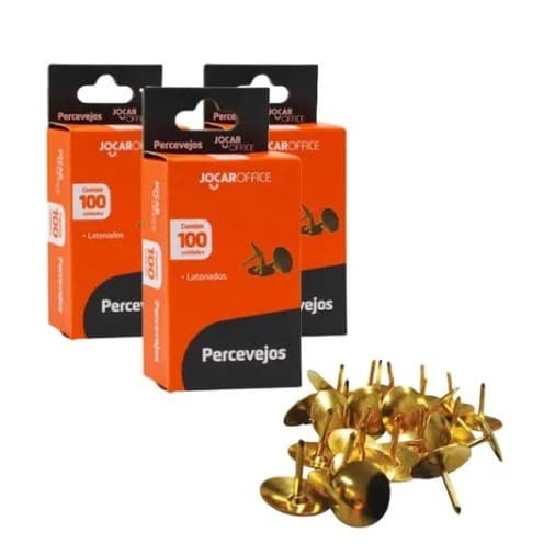 KIT 2 caixas-Percevejo latonado 93036 / 100un / jocar