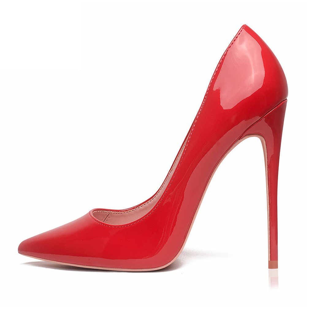 Scarpin feminino Vermelho Verniz couro Legitimo bico fino salto alto Christian Fischer