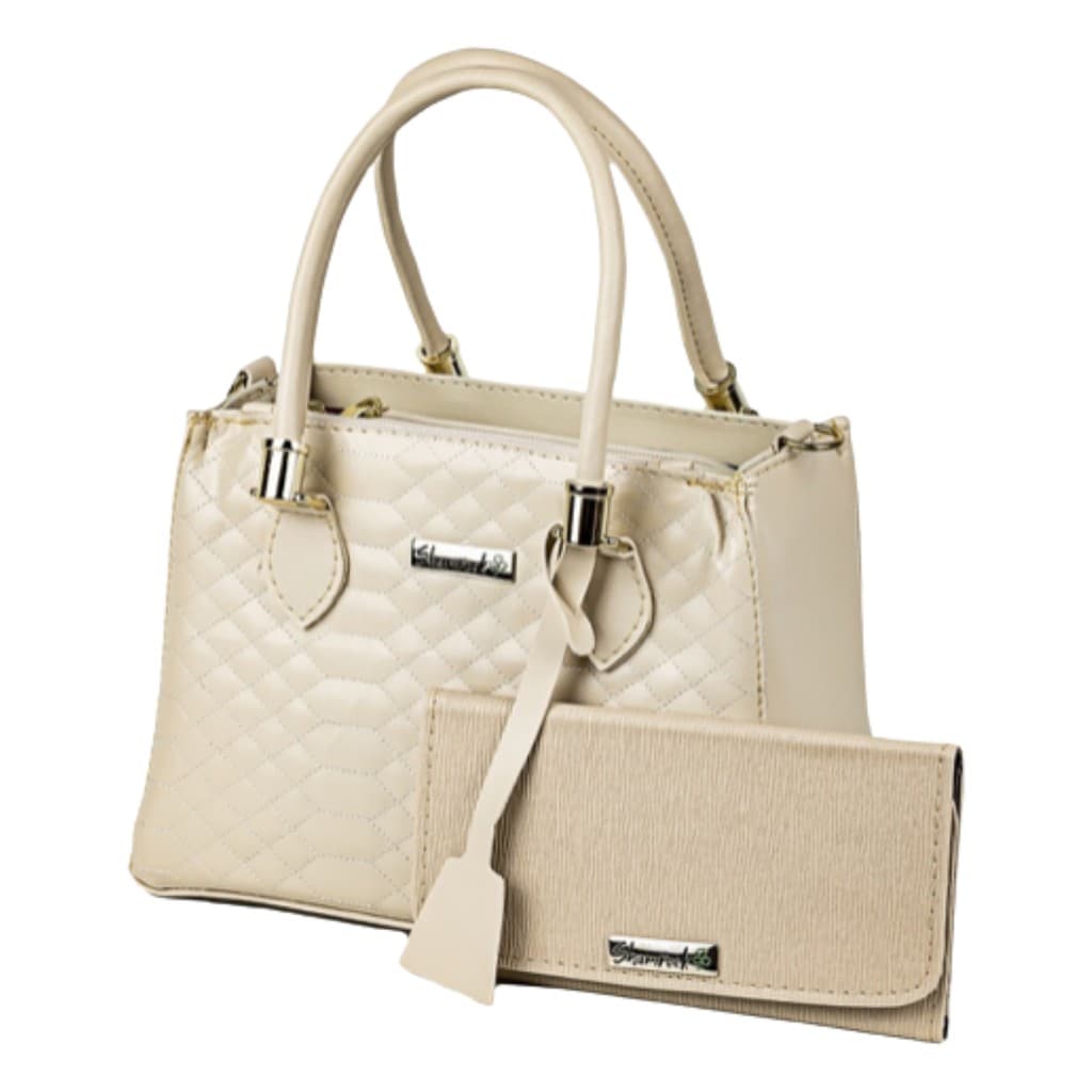 Promoção Kit Bolsa Feminina Transversal De Ombro Alça Com Carteira Bege