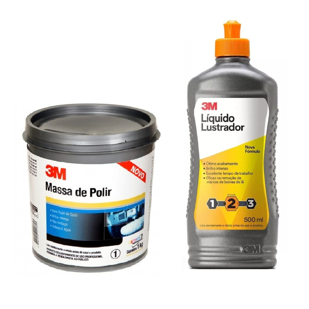 Kit Original Polimento Profissional Massa de Polir 1kg + Líquido Lustrador 500ml 3M