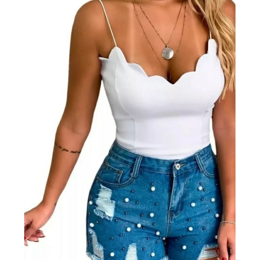Blusinha Alcinha  Feminina Nuvem Básica Malha Crepe Blusa Com Bojo Roupa Moda