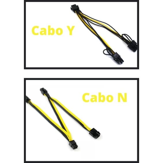 Cabo de alimentação de 8 pinos para PCIe dual (6 + 2), cabo Y N PCIe