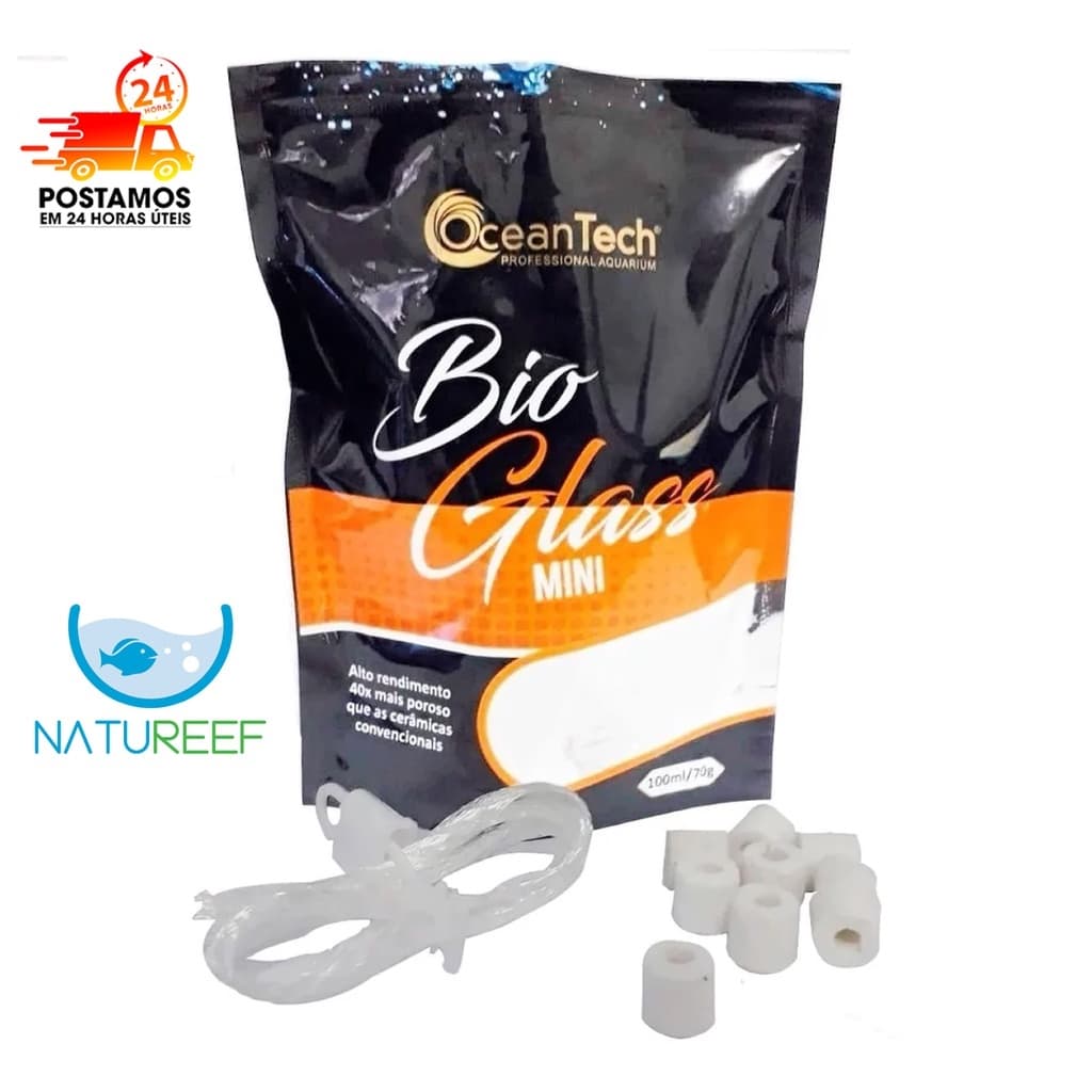 Ocean Tech Bio Glass Mini 100ml. Mídia Filtrante De Alta Capacidade - Aquário água doce ou salgada