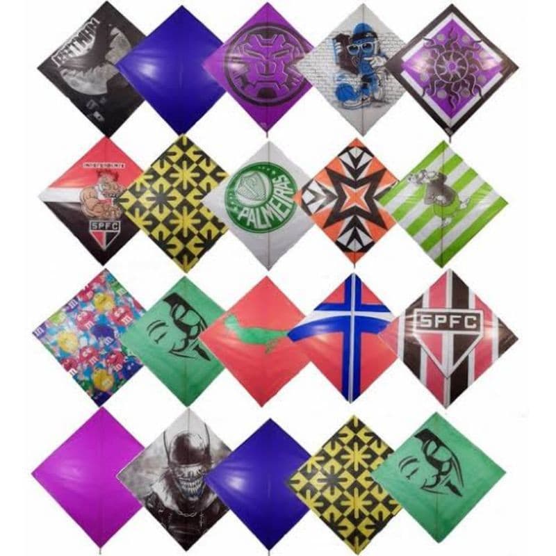 Pipas Raias 35x35 Pacote com 50 Unidades Kit Atacado Revenda Empinar Criança Diversão Colorida