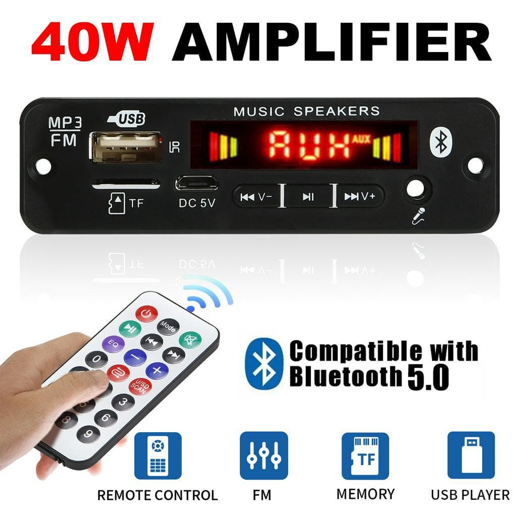 [Escolha Shopee] Placa MP3 Bluetooth 5.0 DC 12V 18V Amplificador de Audio 40W DIY Player MP3 Módulo de Rádio FM para