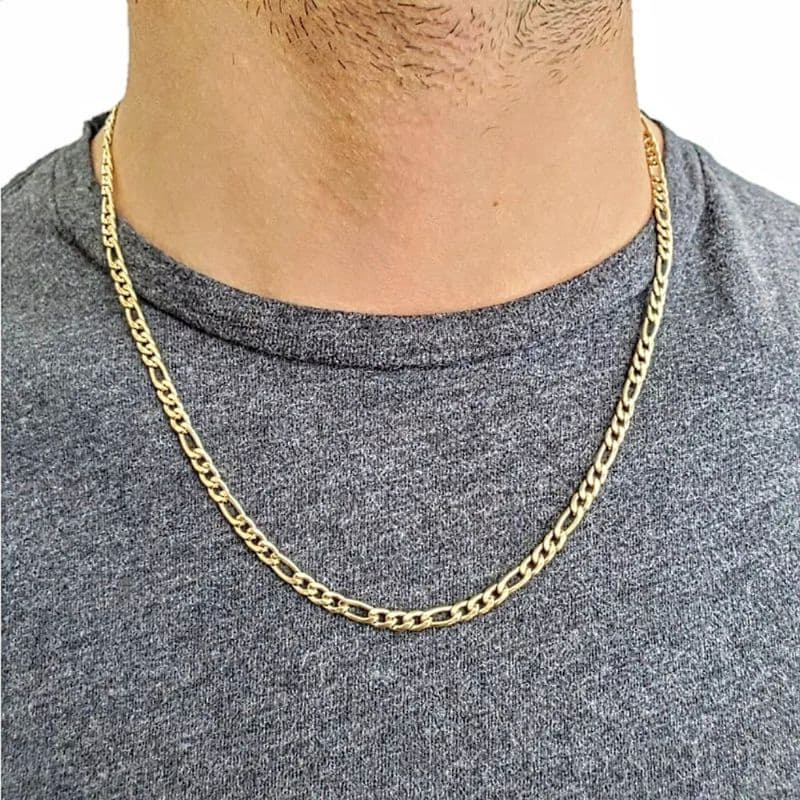 Colar Masculino Corrente Dourado Cordão Inoxidável 50cm