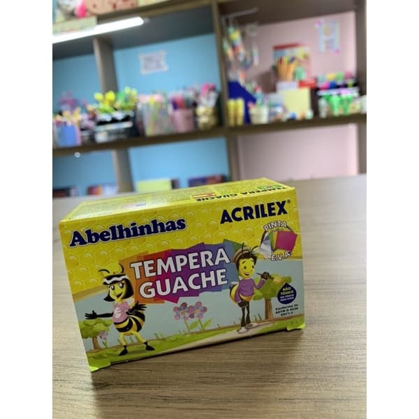 Tinta guache 6 cores 15ml Acrilex para pintura escolar promoção em liquidação