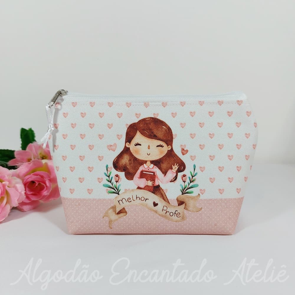 Necessaire Personalizada Média Dia dos Professores com Nome Querida Professora