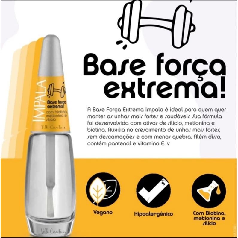 Base Fortalecedora de Unhas Impala Força Extrema 7,5ml Biotina Metionina Silício Anti Quebradiça Original
