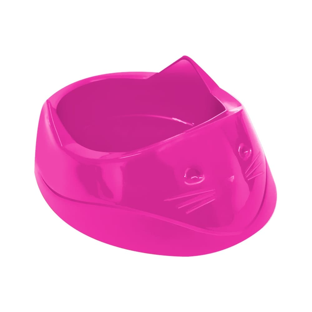 Comedouro de Plástico Cara de Gato - 200 ml - Furacão Pet