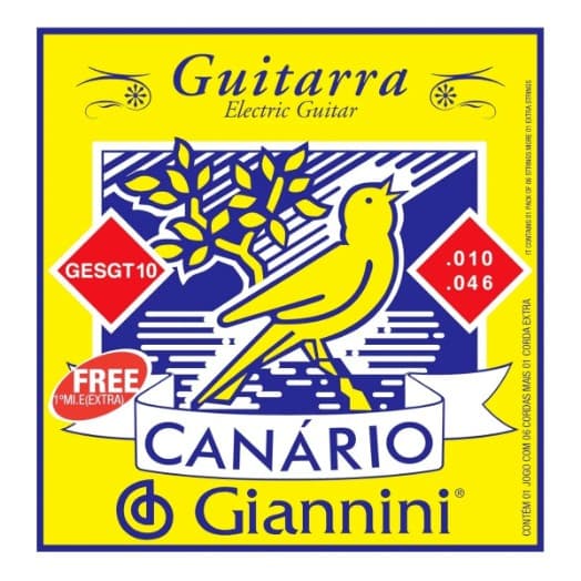 Encordoamento 6 Cordas Guitarra Giannini 010 046 e 1 Mizinha Grátis