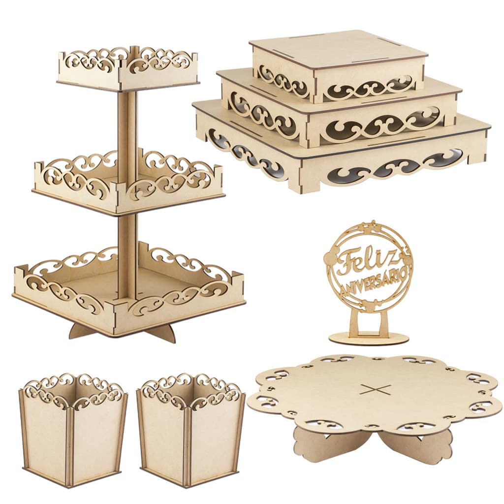 Bandeja Provençal Em Mdf - Decoração Festa - Kit Com 8 Peças