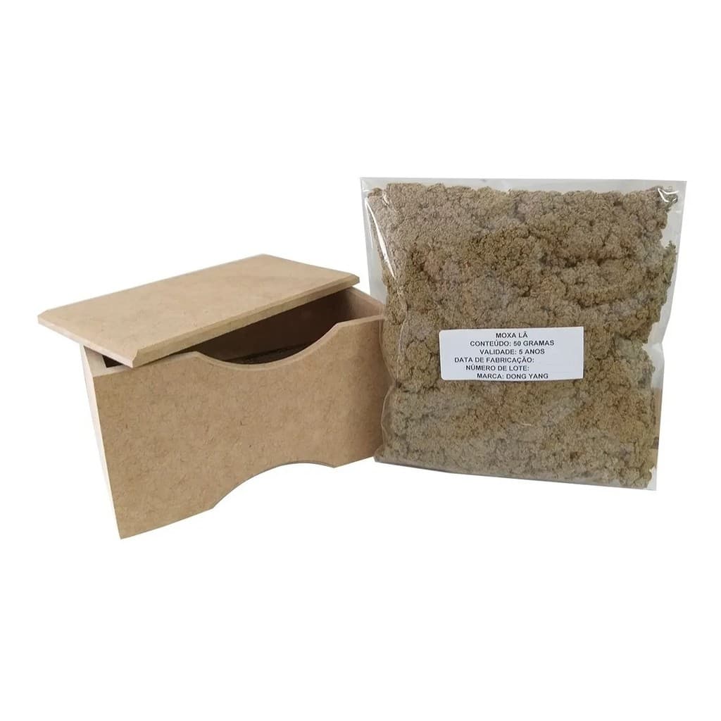 Aplicador Berço De Madeira + Moxa Lã Dong Yang 50g