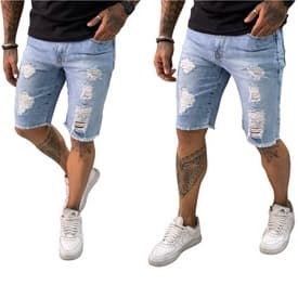 Bermuda Jeans Masculina Rasgada Destroyed Moda 2025