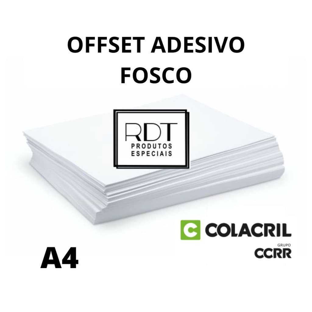 Offset ADESIVO FOSCO A4 - COLACRIL original - 100 folhas
